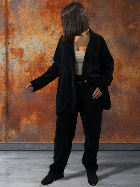 LEON - PANTALON EN VELOURS NOIR TAILLE 44 A 50/52