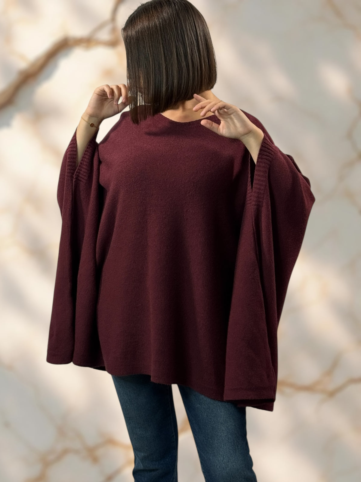 NICKO - PULL OVERSIZE BORDEAUX JUSQU'A LA TAILLE 60