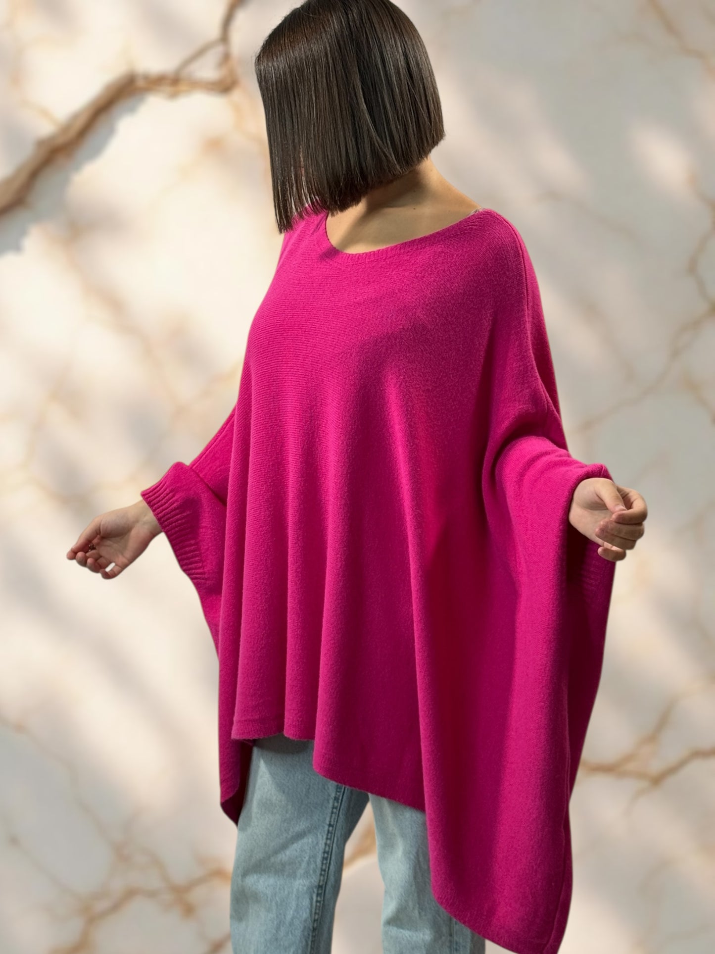NICKO - PULL OVERSIZE FUCHSIA JUSQU'A LA TAILLE 60
