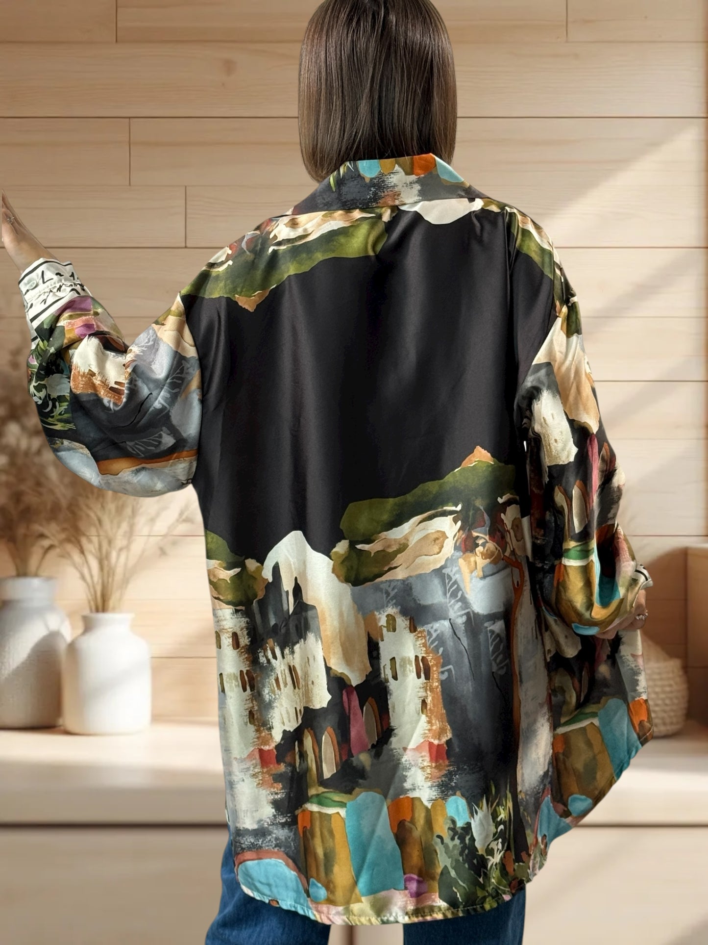 ARTISTE - CHEMISE OVERSIZE A MOTIF JUSQU'A LA TAILLE 52