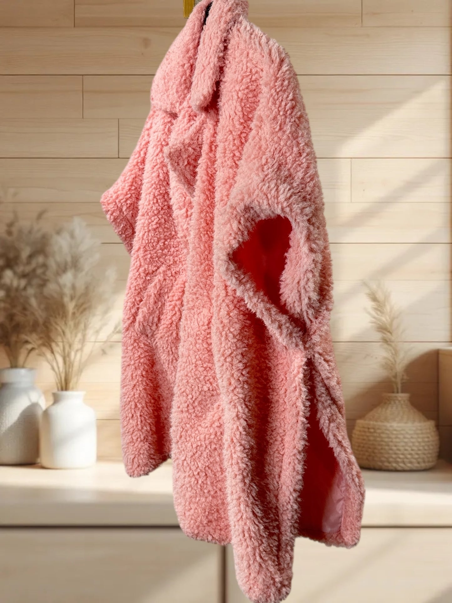COCO - VESTE ROSE EN MOUMOUTE JUSQU'À LA TAILLE 54/56
