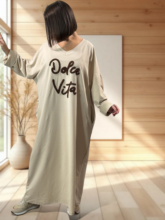 NINON - ROBE OVERSIZE BEIGE DOLCE VITA JUSQU'A LA TAILLE 54/56