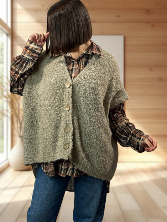 MARA - GILET BEIGE SANS MANCHES JUSQU'A LA TAILLE 56