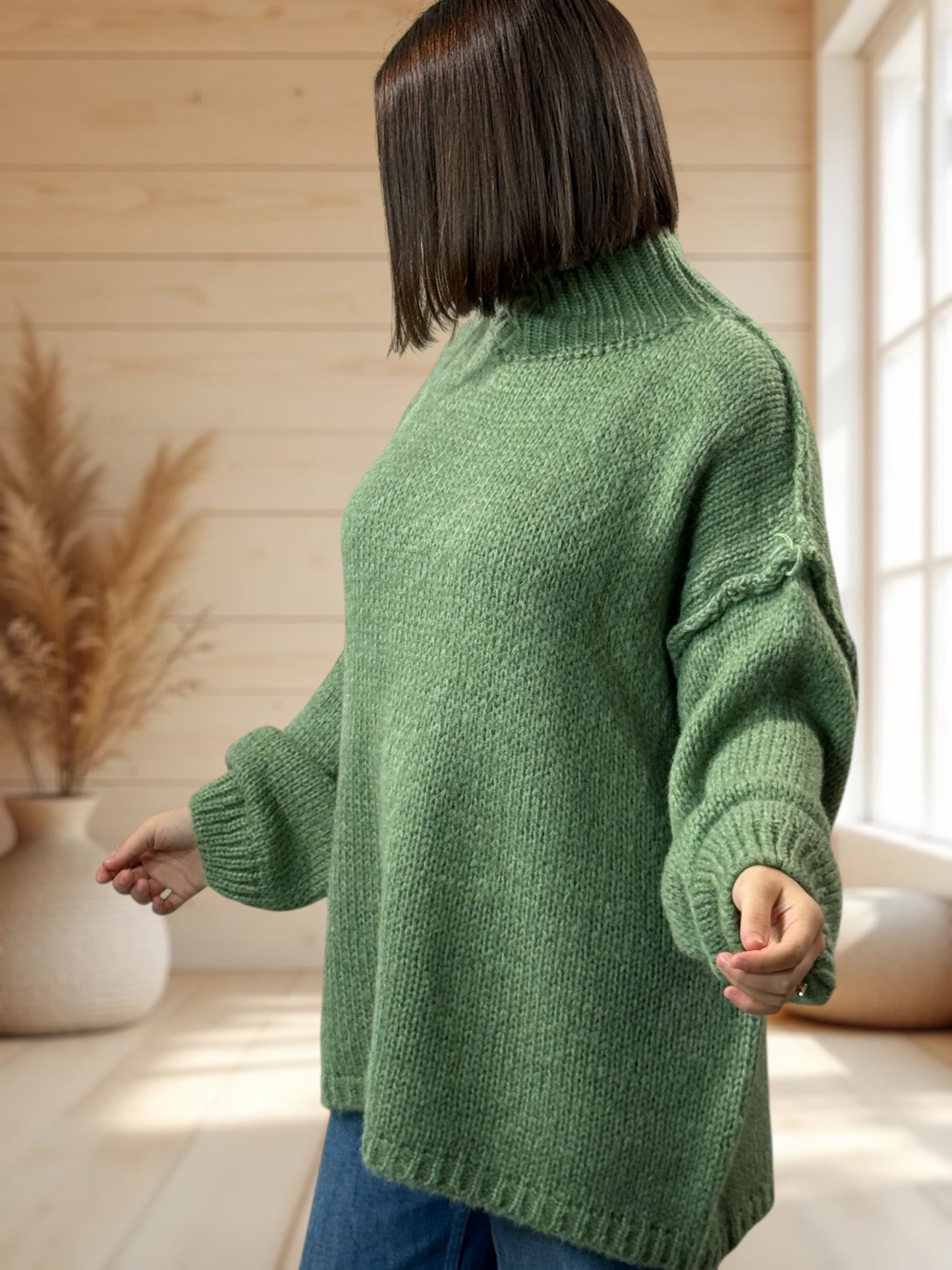 NATHY - PULL OVERSIZE VERT JUSQU'A LA TAILLE 54