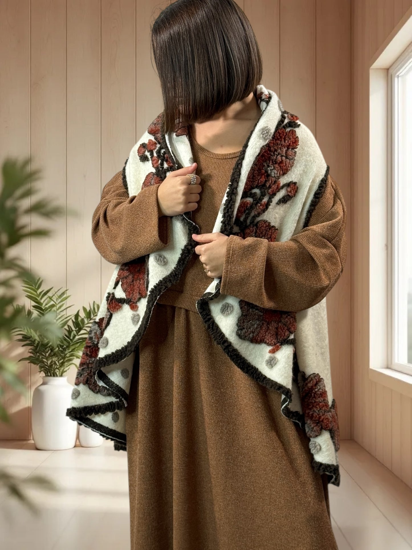 CHOCOLAT - GILET EN LAINE BOUILLIE JUSQU'A LA TAILLE 52