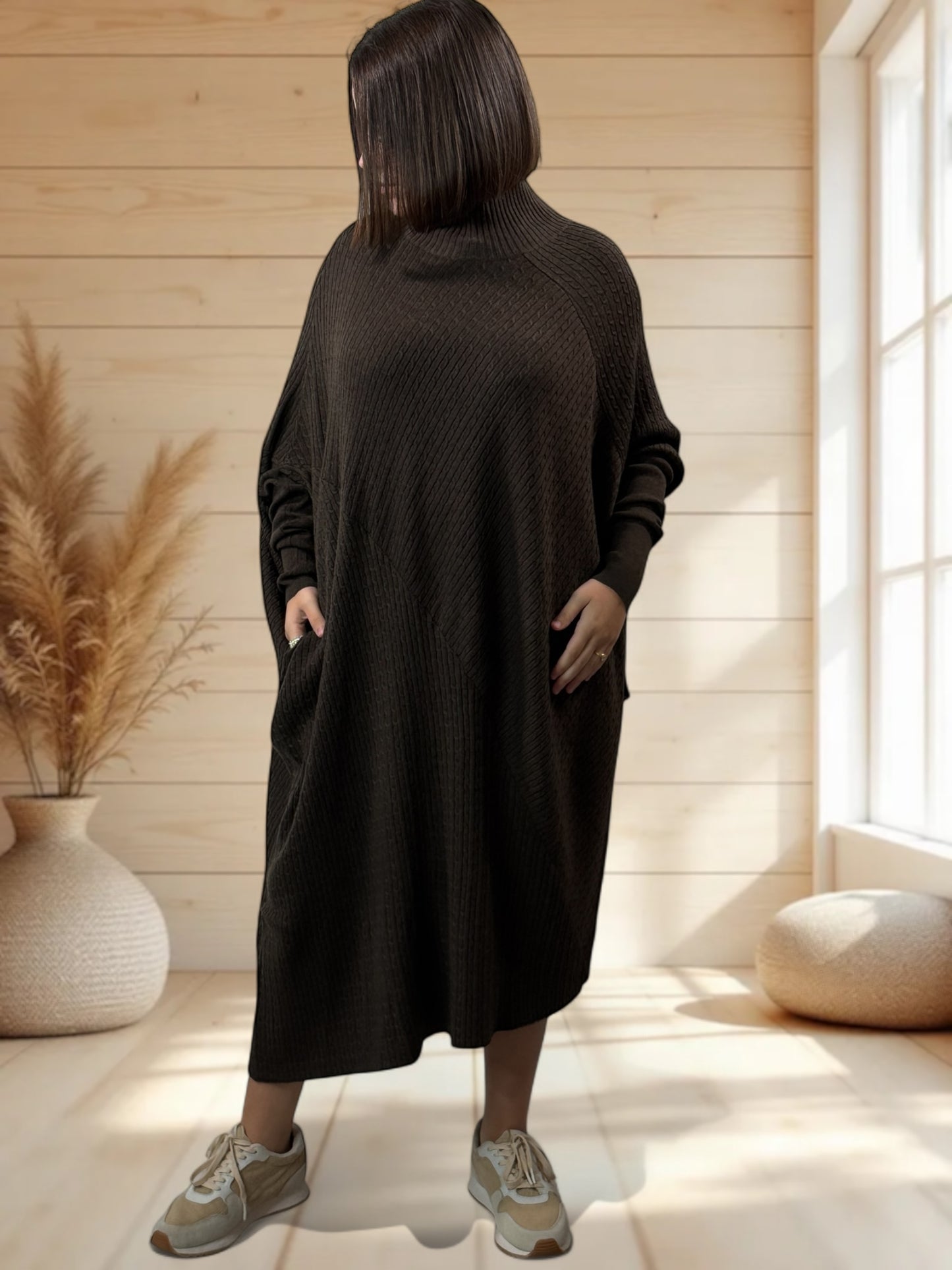 BETTINA - ROBE CHOCO OVERSIZE EN MAILLE JUSQU'A LA TAILLE 56