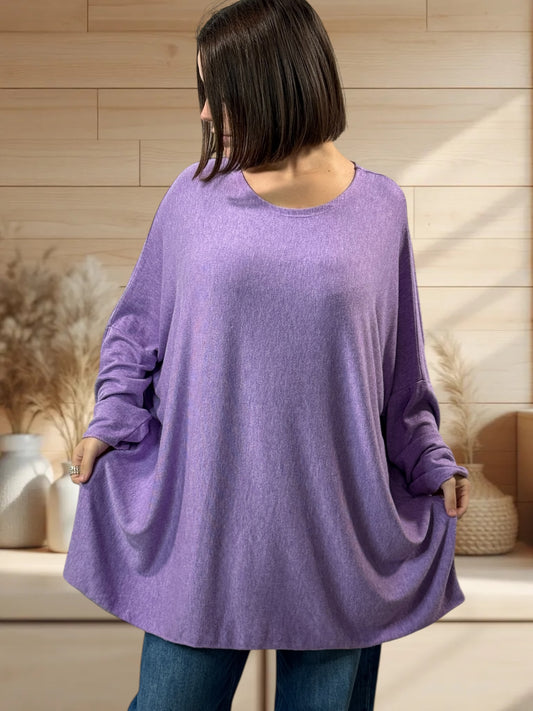 CAPRIO - PULL LILAS EN MAILLE FLUIDE JUSQU'A LA TAILLE 54