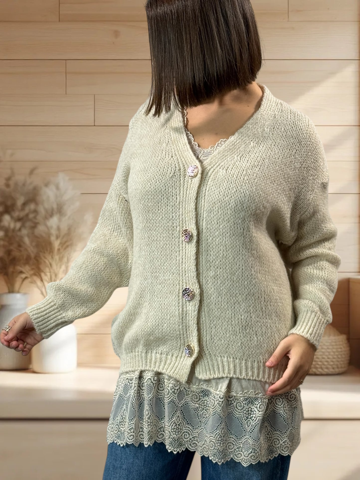 NOHA - GILET BEIGE JUSQU'A LA TAILLE 48/50