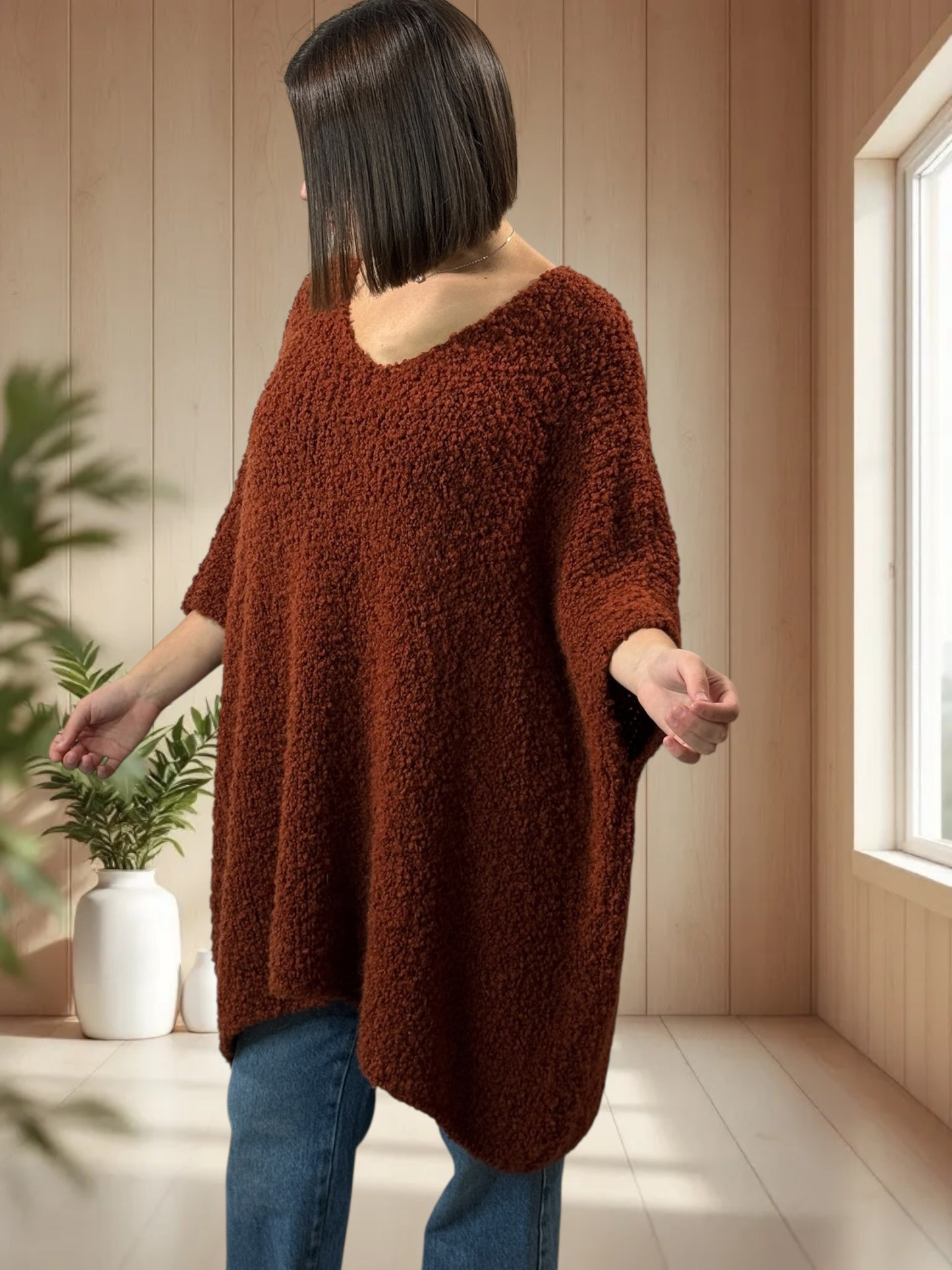 CAMILLE - PULL ROUX OVERSIZE JUSQU'A LA TAILLE 58