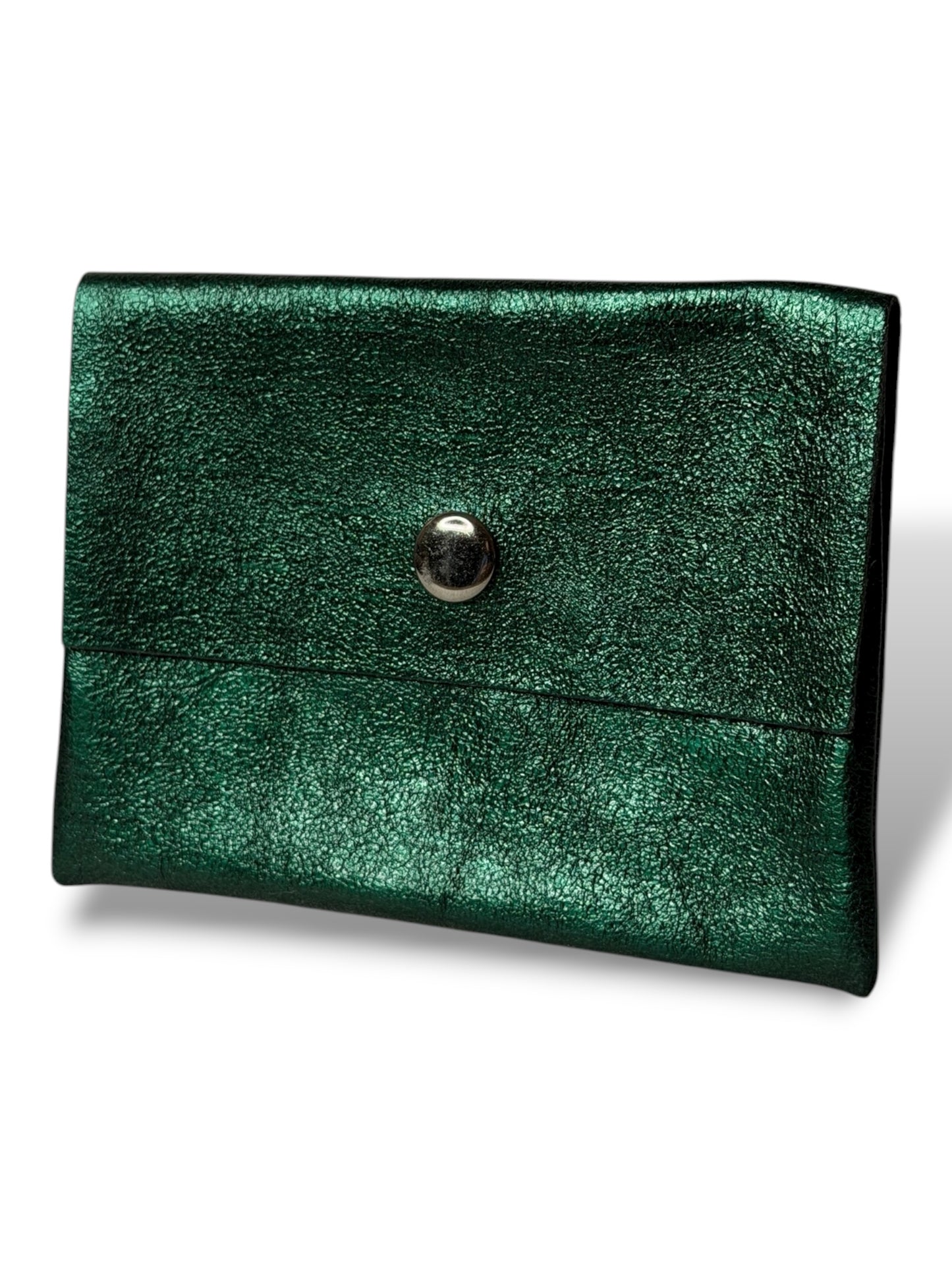 CARLO PORTE MONNAIE EN CUIR VERT IRISE