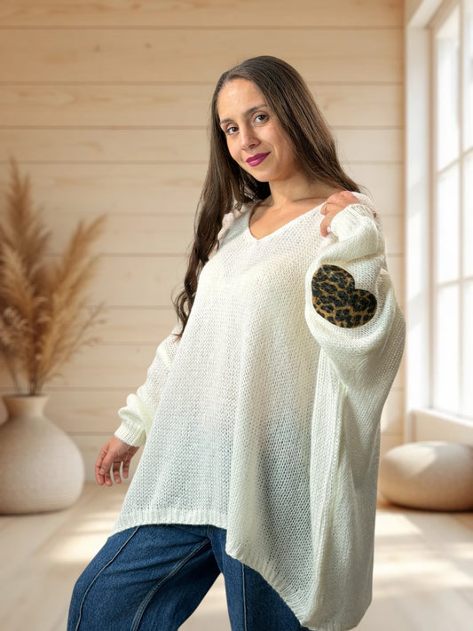 RAPHAEL - PULL BLANC CASSE JUSQU'A LA TAILLE 54/56