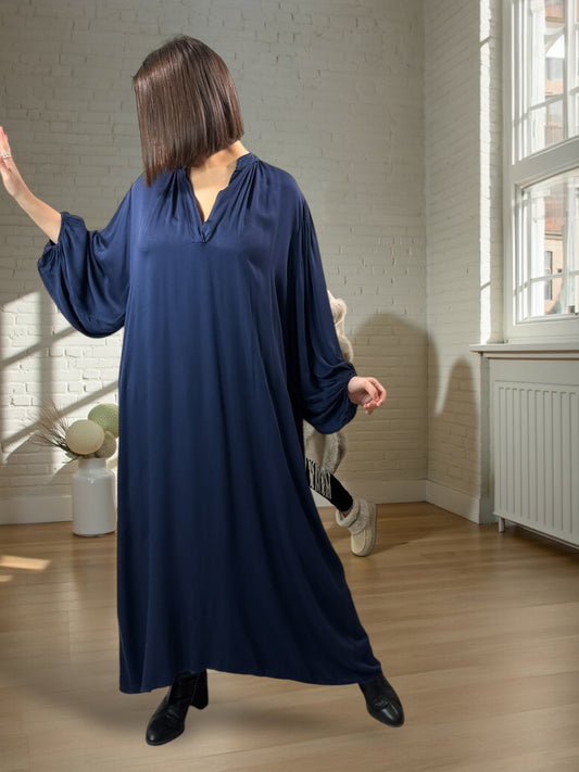 MARILYN - ROBE FLUIDE MARINE OVERSIZE JUSQU'A LA TAILLE 54
