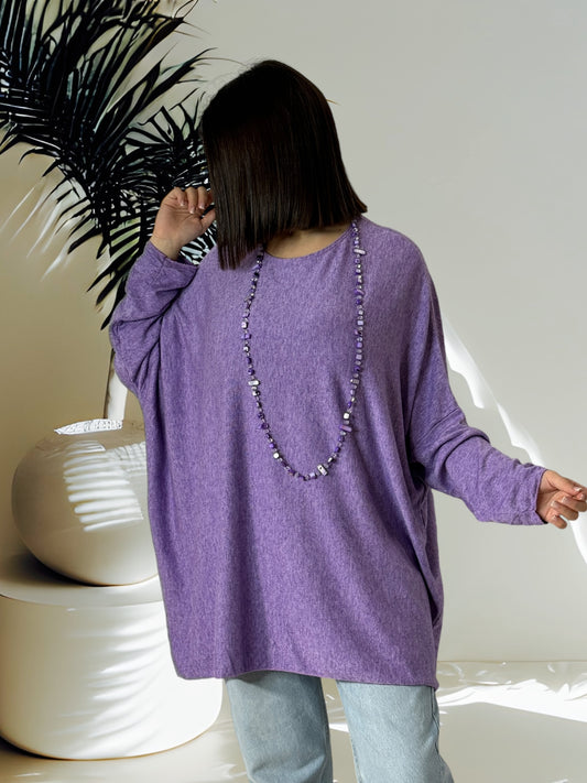 CAPRIO - PULL LILAS EN MAILLE FLUIDE JUSQU'A LA TAILLE 54