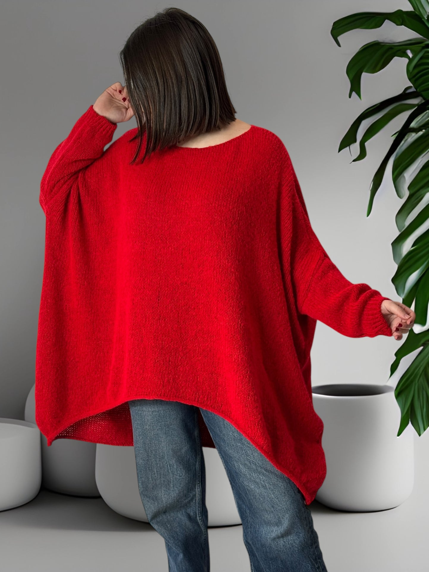 JULIA - PULL OVERSIZE ROUGE JUSQU'A LA TAILLE 56/58