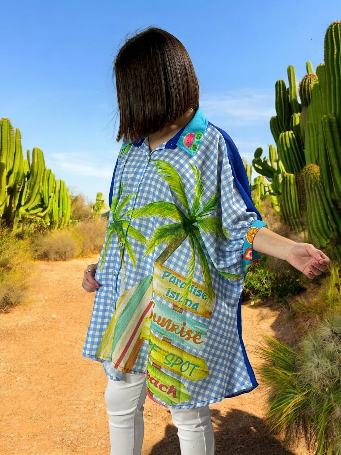 HONOLULU - TUNIQUE OVERSIZE AVEC MOTIF JUSQU'A LA TAILLE 58