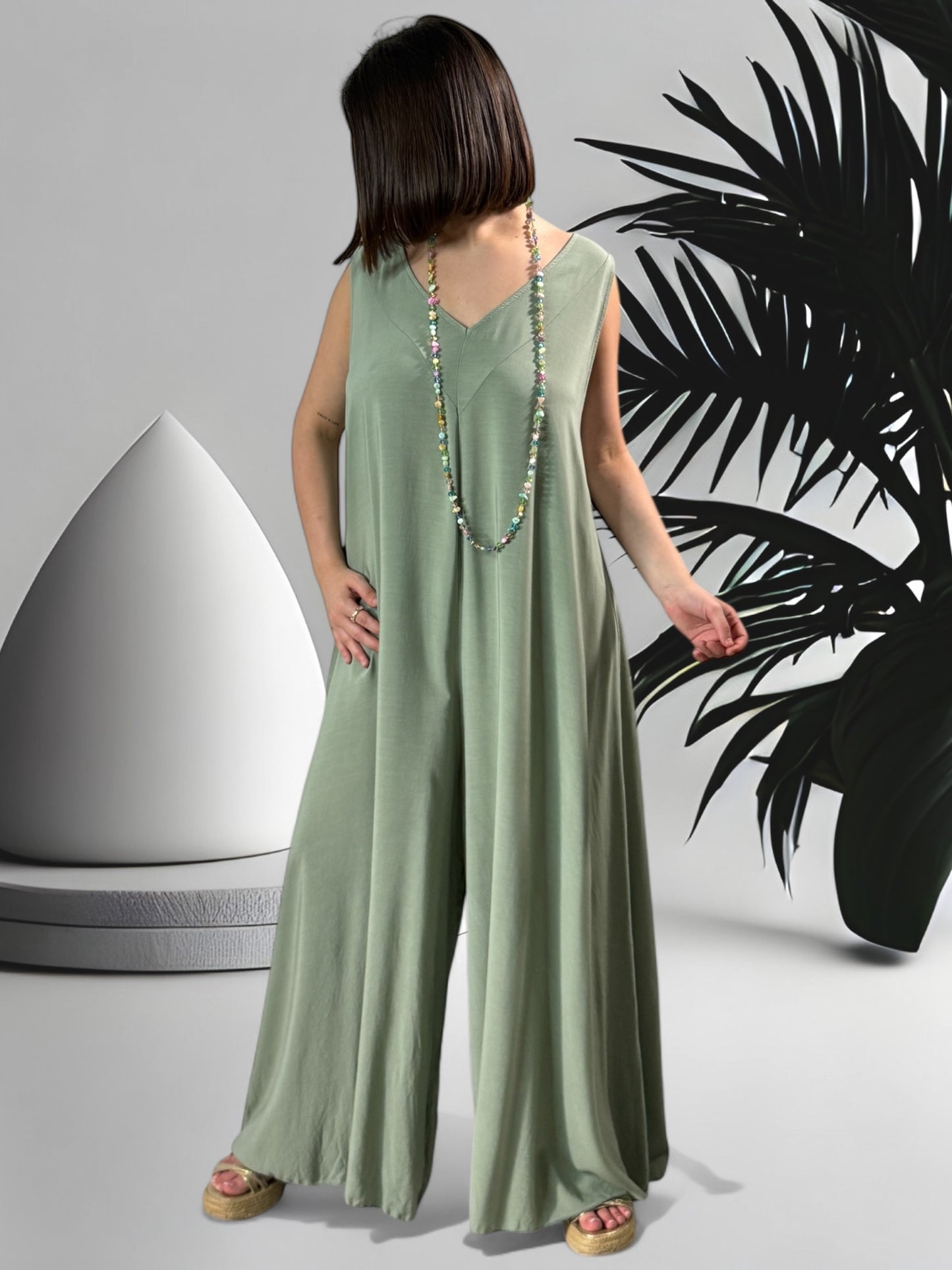 ALYSON - COMBI OVERSIZE FLUIDE KAKI JUSQU'A UNE TAILLE 50/52