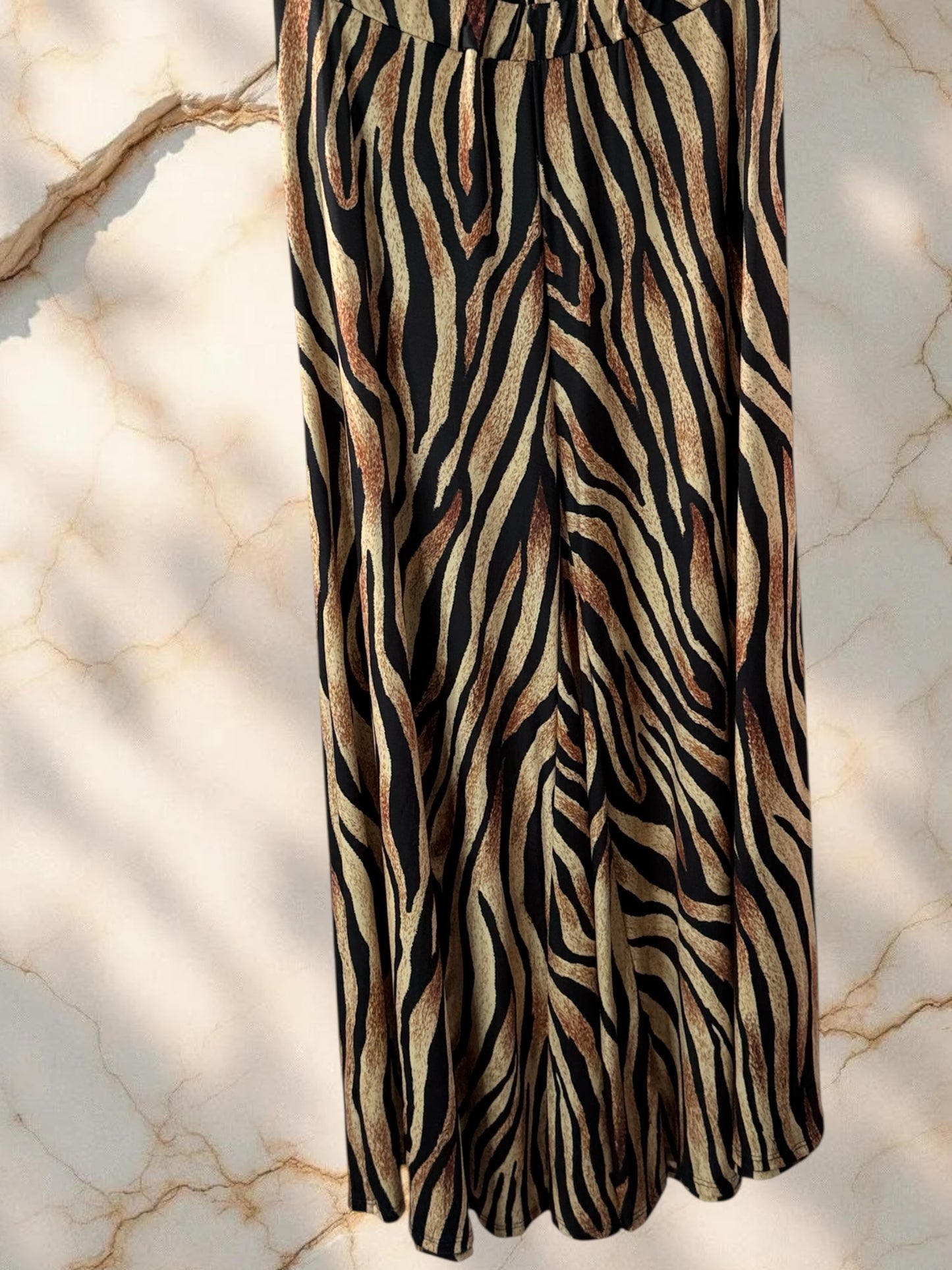 MAXIME - PANTALON PALAZZO MOTIF ANIMALIER TAILLE 46 A 54