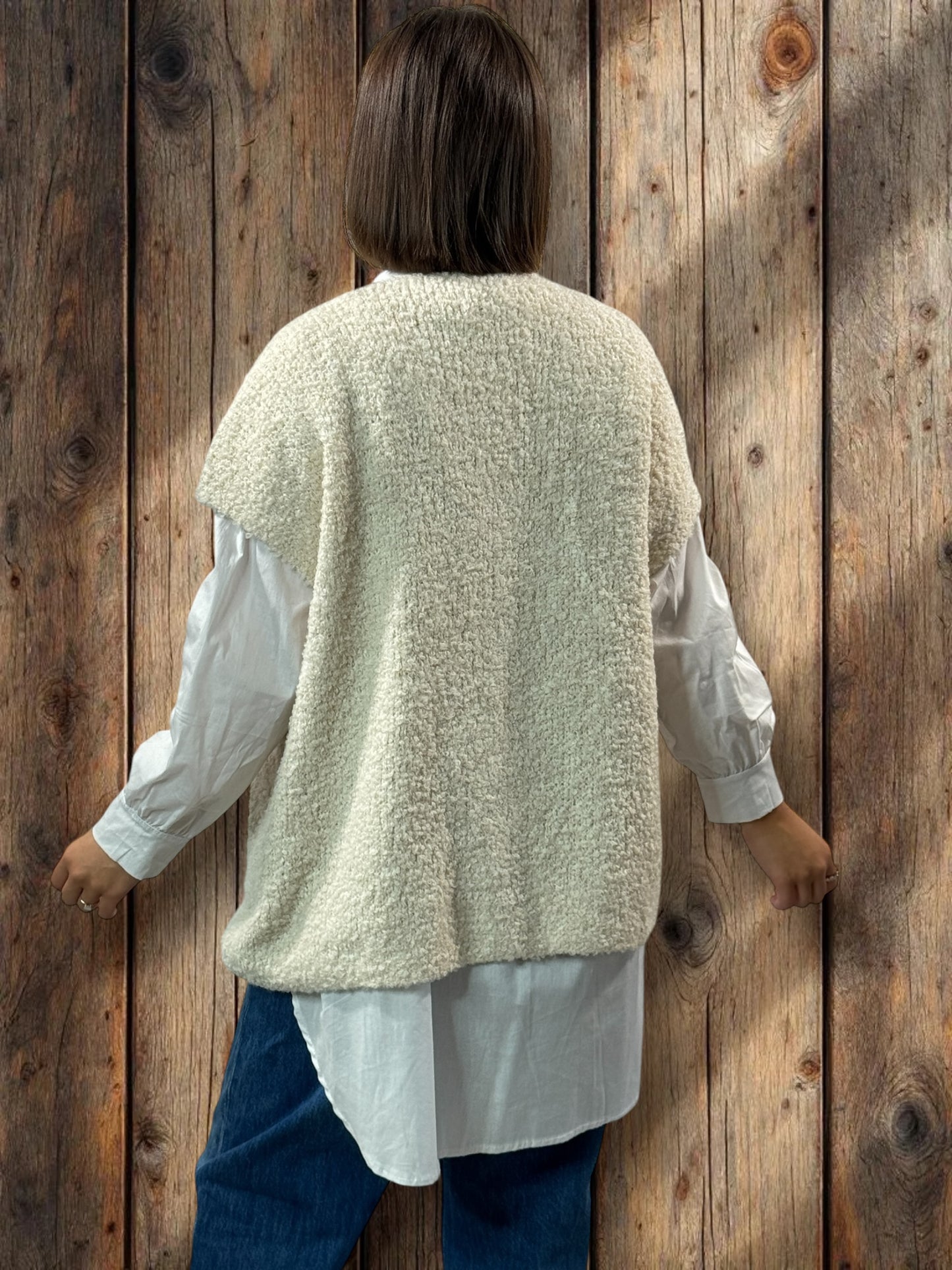 MARVIN - GILET BLANC CASSE SANS MANCHE JUSQU'A LA TAILLE 54/56
