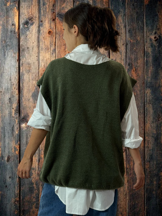 GIANNI - GILET KAKI SANS MANCHE POCHES EN JEAN JUSQU'A LA TAILLE 52