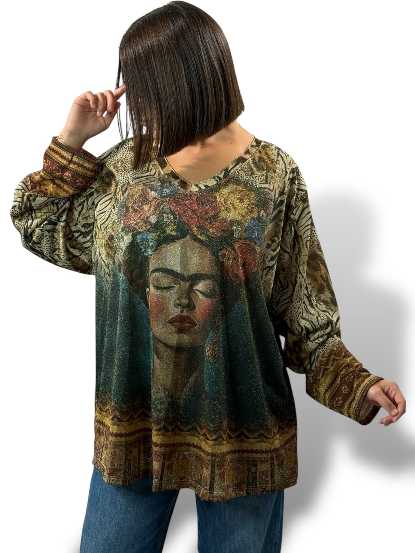 MARYLIN - TOP OVERSIZE FLUIDE SCINTILLANT JUSQU'A LA TAILLE 54