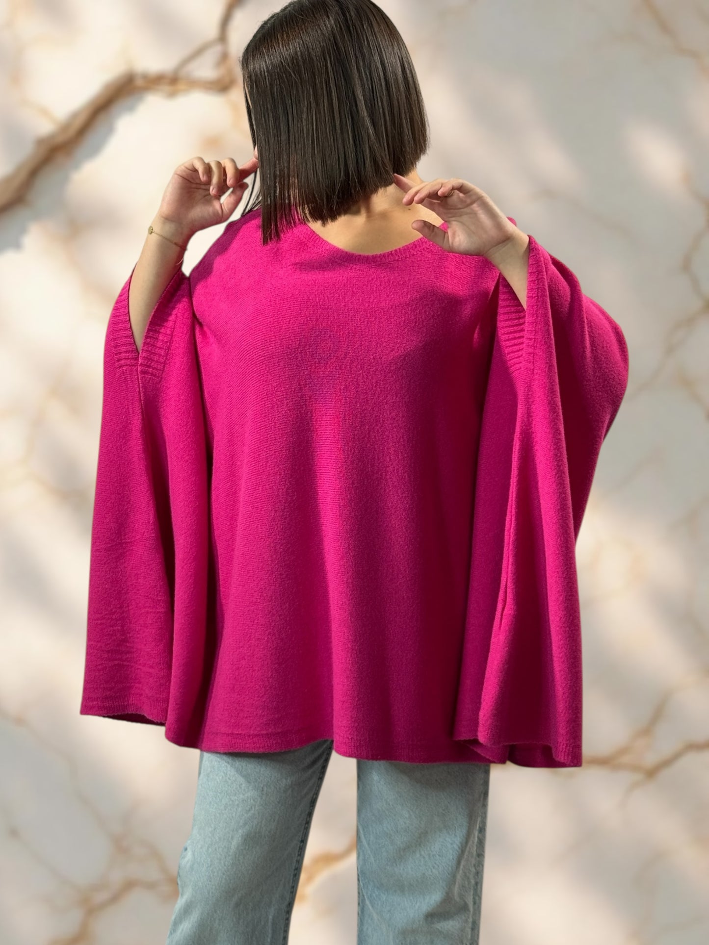 NICKO - PULL OVERSIZE FUCHSIA JUSQU'A LA TAILLE 60