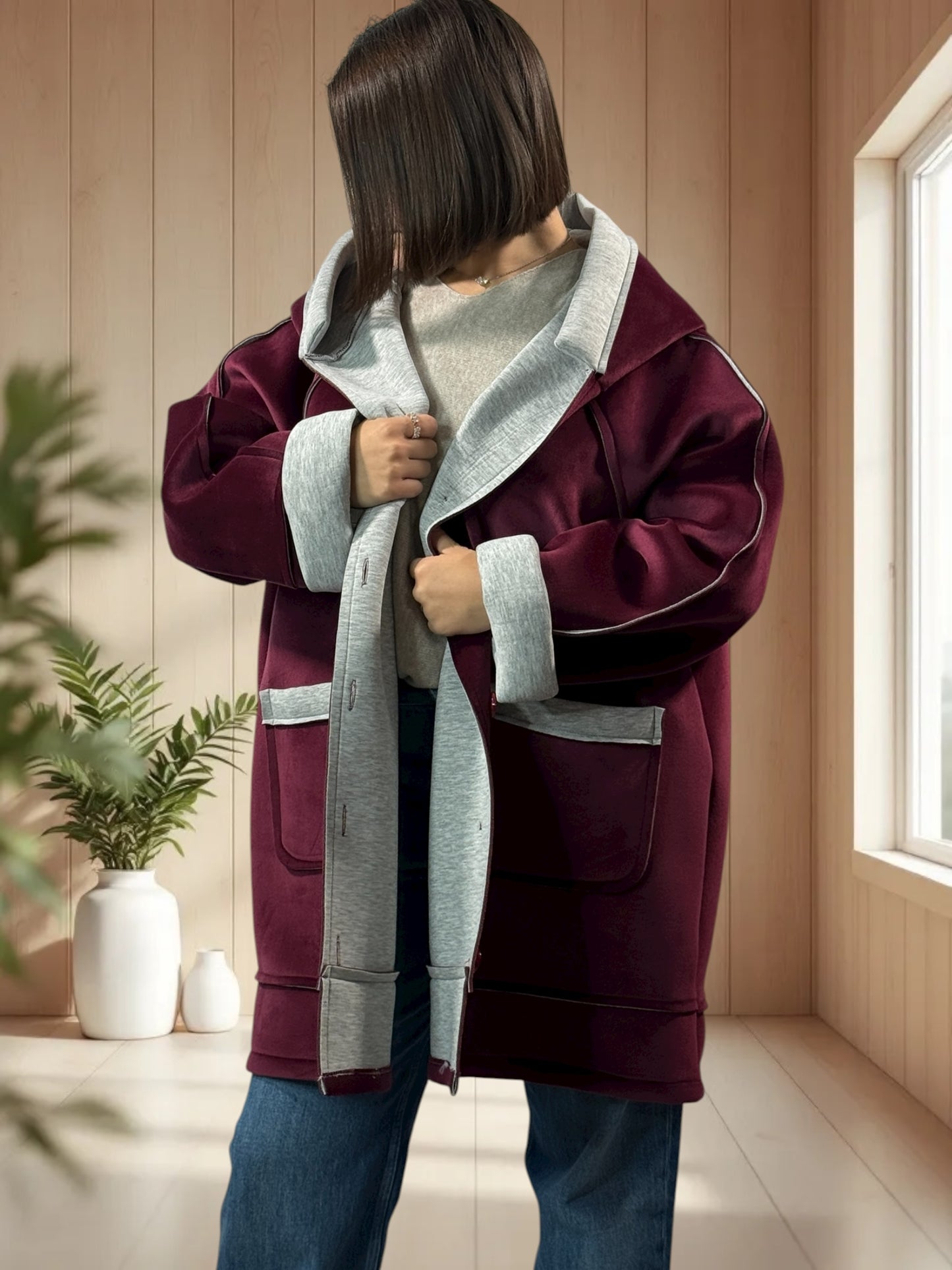 BRADLEY - VESTE A CAPUCHE BORDEAUX JUSQU'A LA TAILLE 56