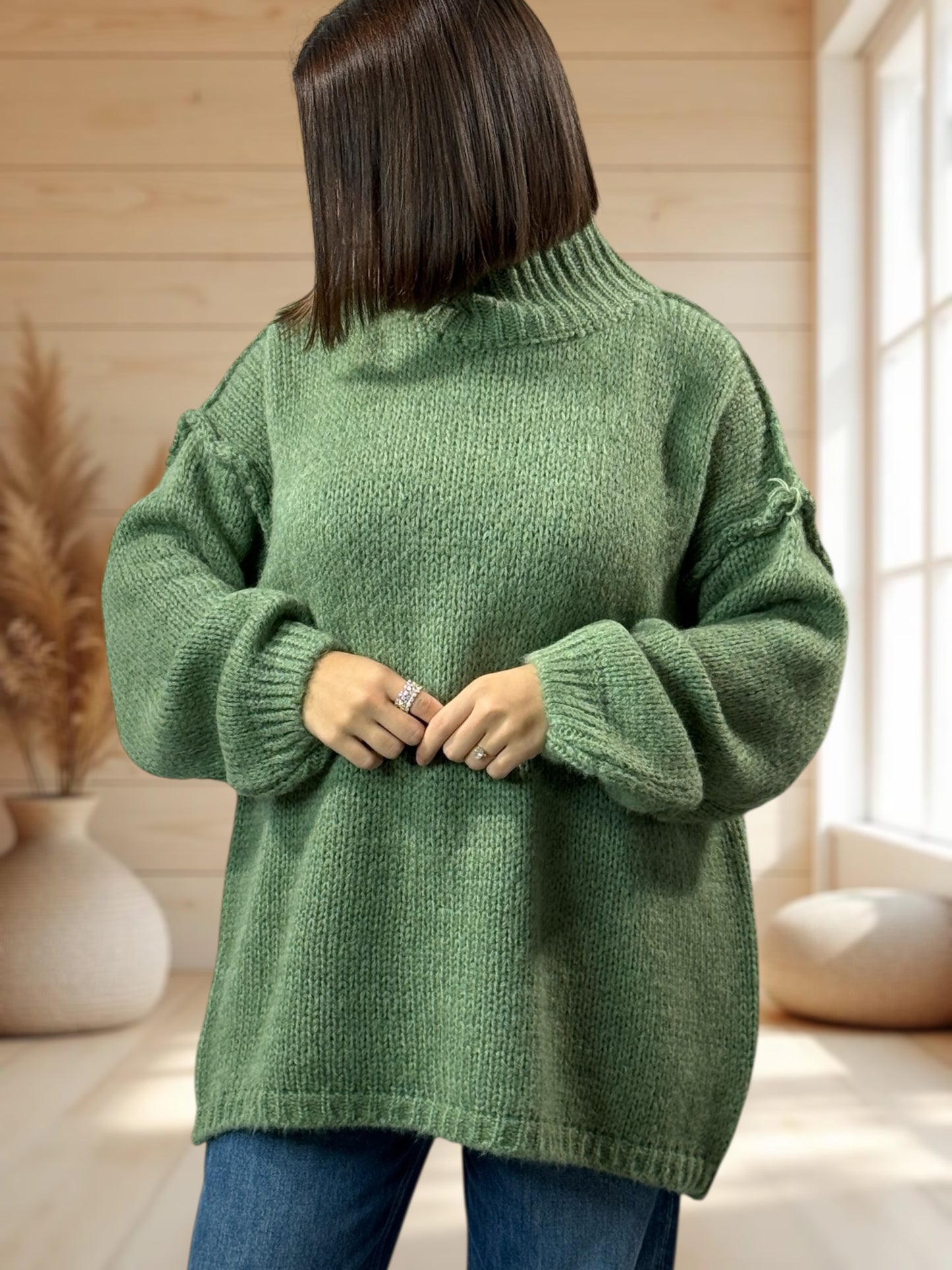 NATHY - PULL OVERSIZE VERT JUSQU'A LA TAILLE 54
