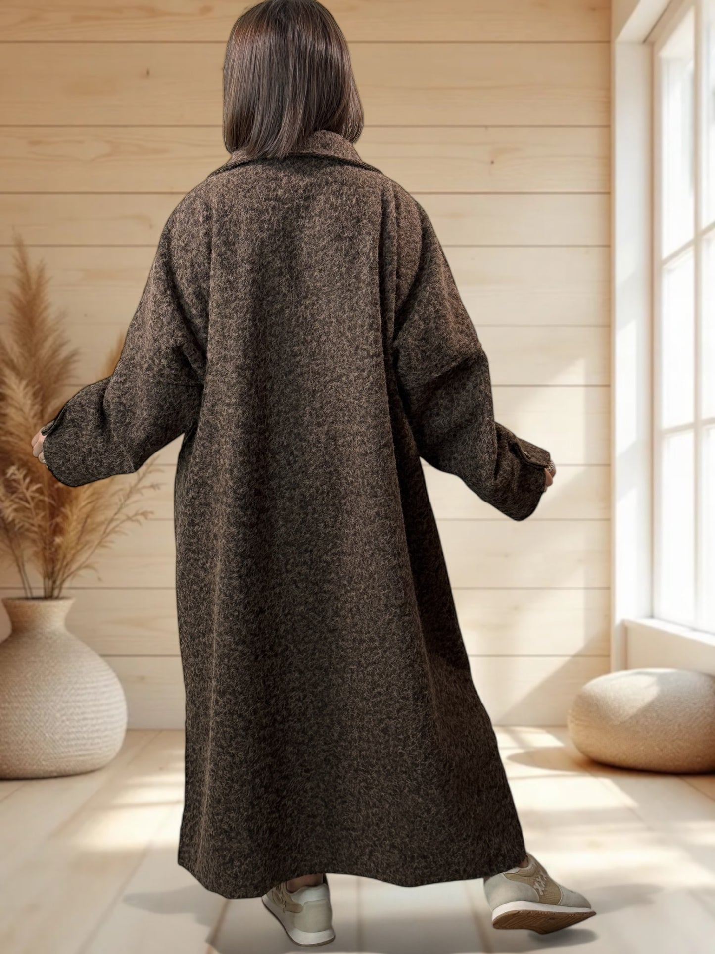 ROBERTO - LONG MANTEAU MARRON JUSQU'A LA TAILLE 50/52