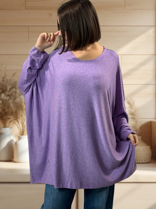 CAPRIO - PULL LILAS EN MAILLE FLUIDE JUSQU'A LA TAILLE 54