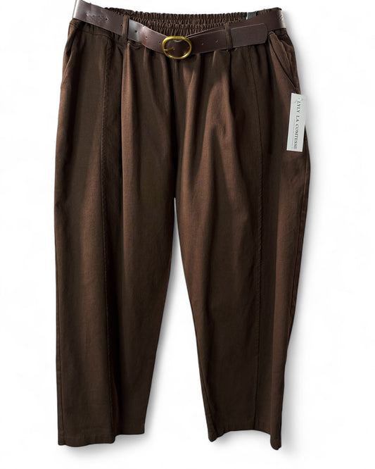 DIMITRI - PANTALON MARRON AVEC CEINTURE JUSQU'A LA TAILLE 54