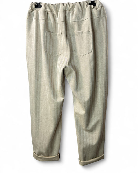 REMENBER - PANTALON BEIGE A CHEVRONS JUSQU'A LA TAILLE 52/54