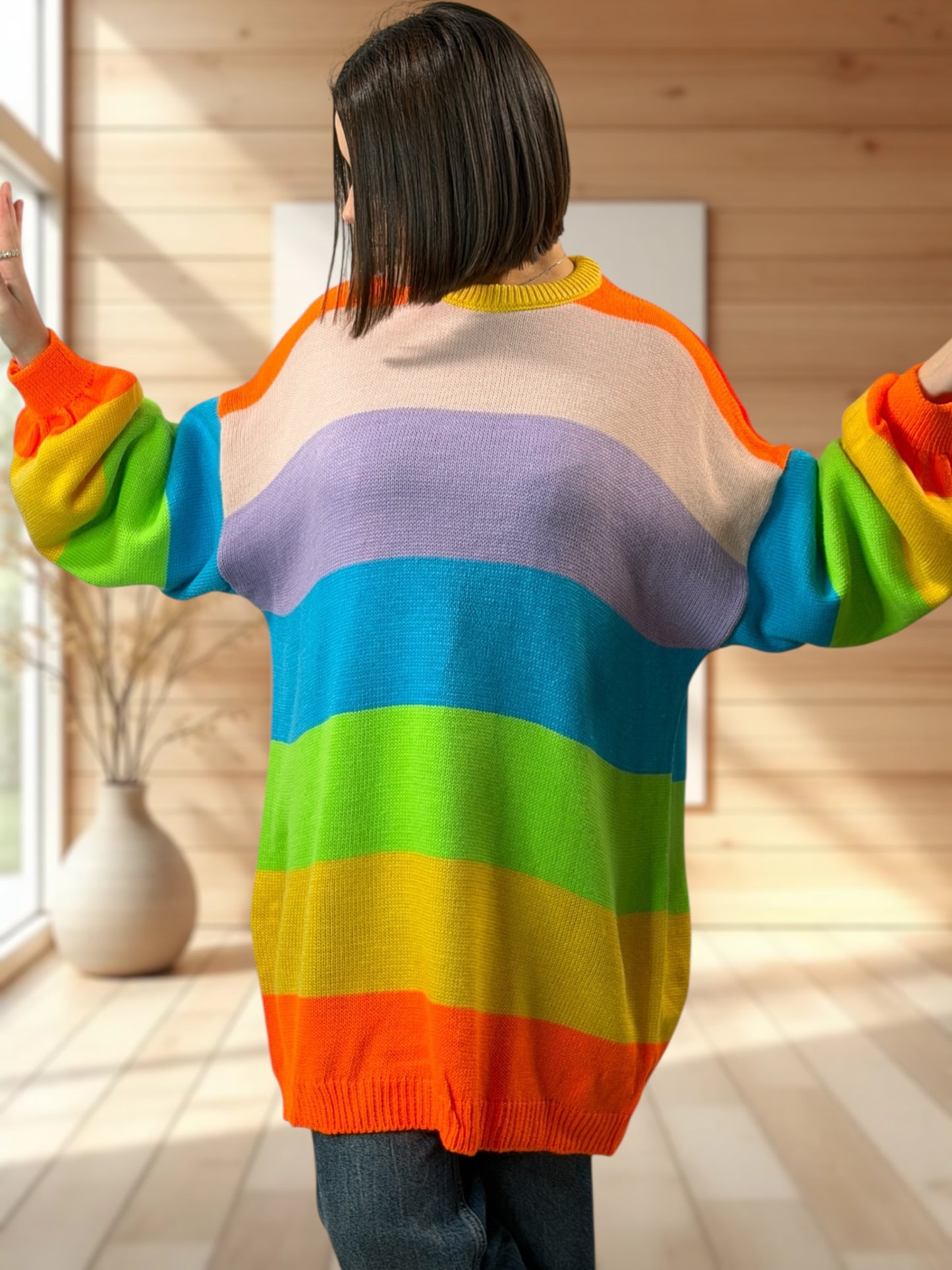 BARBARA - PULL A RAYURE MULTICOLORE JUSQU'A LA TAILLE 56