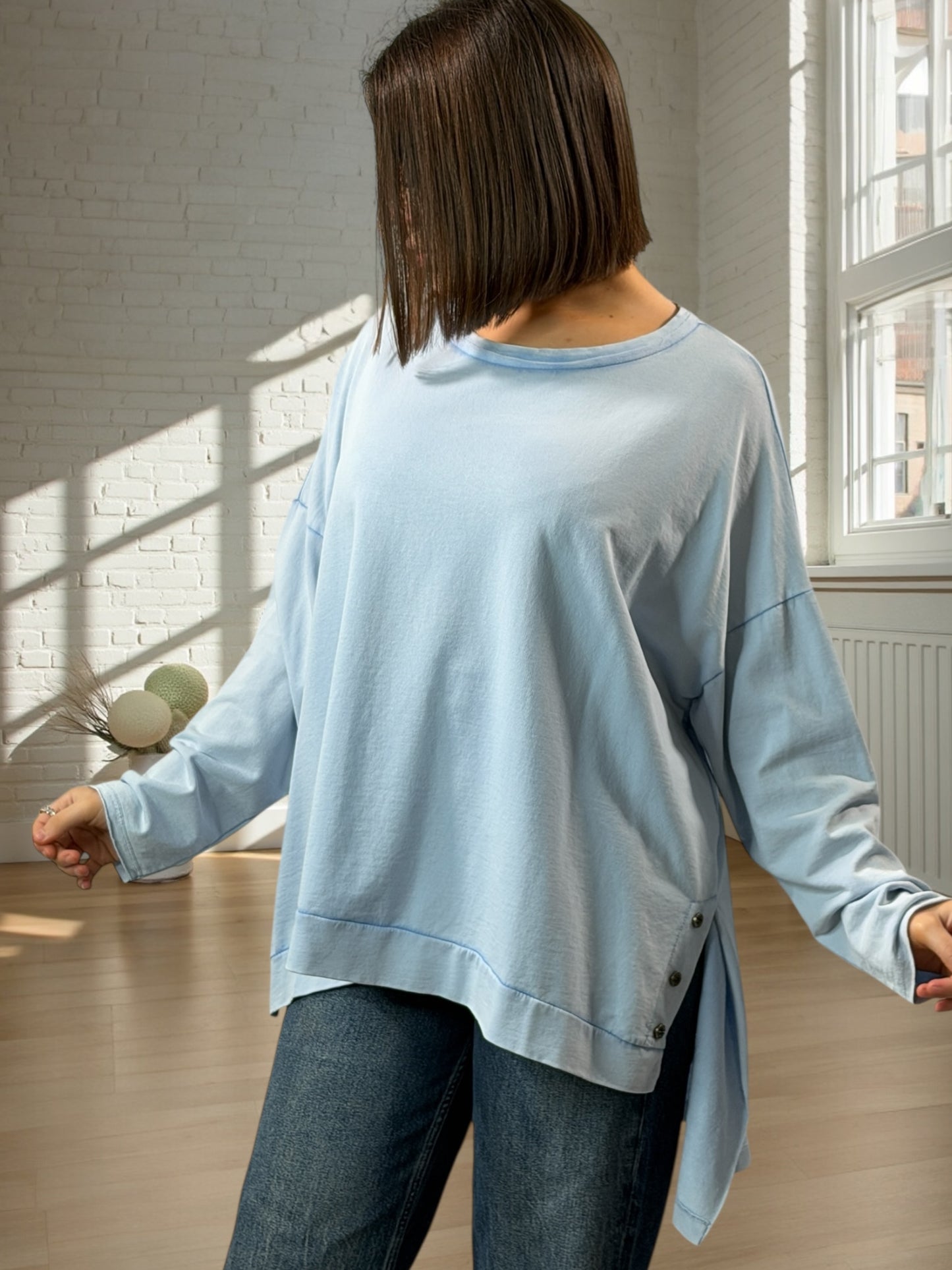 STEFANIA - TEE-SHIRT BLEU CIEL JUSQU'A LA TAILLE 52/54