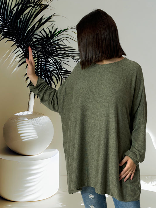 CAPRIO - PULL KAKI EN MAILLE FLUIDE JUSQU'A LA TAILLE 54