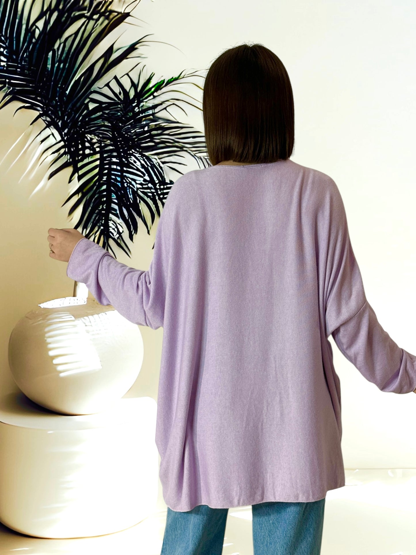 CAPRIO - PULL LILAS EN MAILLE FLUIDE JUSQU'A LA TAILLE 54