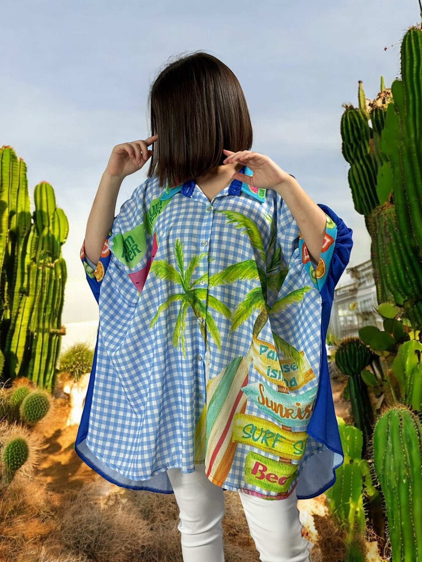 HONOLULU - TUNIQUE OVERSIZE AVEC MOTIF JUSQU'A LA TAILLE 58