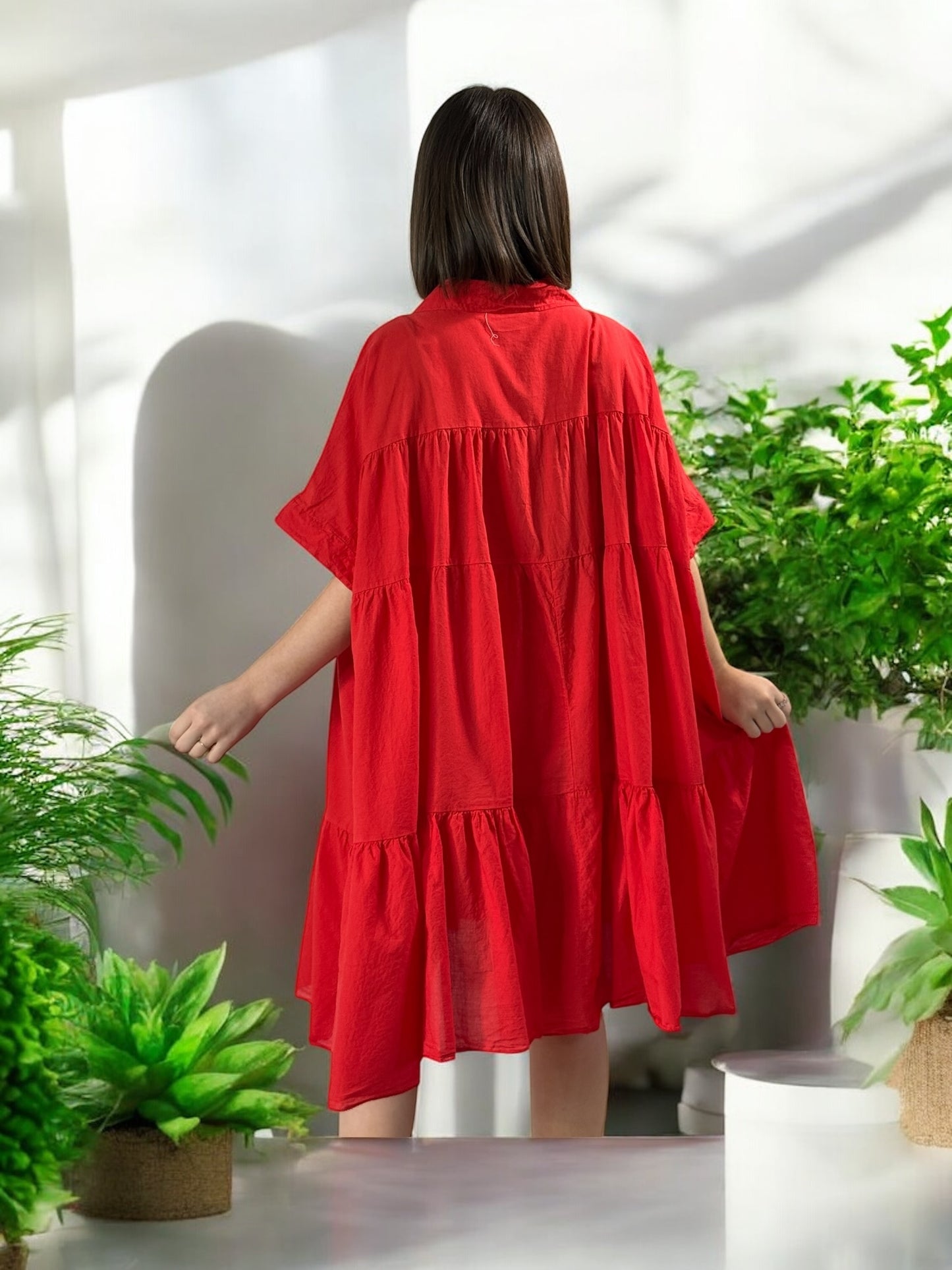 MADELINE - ROBE TUNIQUE ROUGE JUSQU'A LA TAILLE 52/54