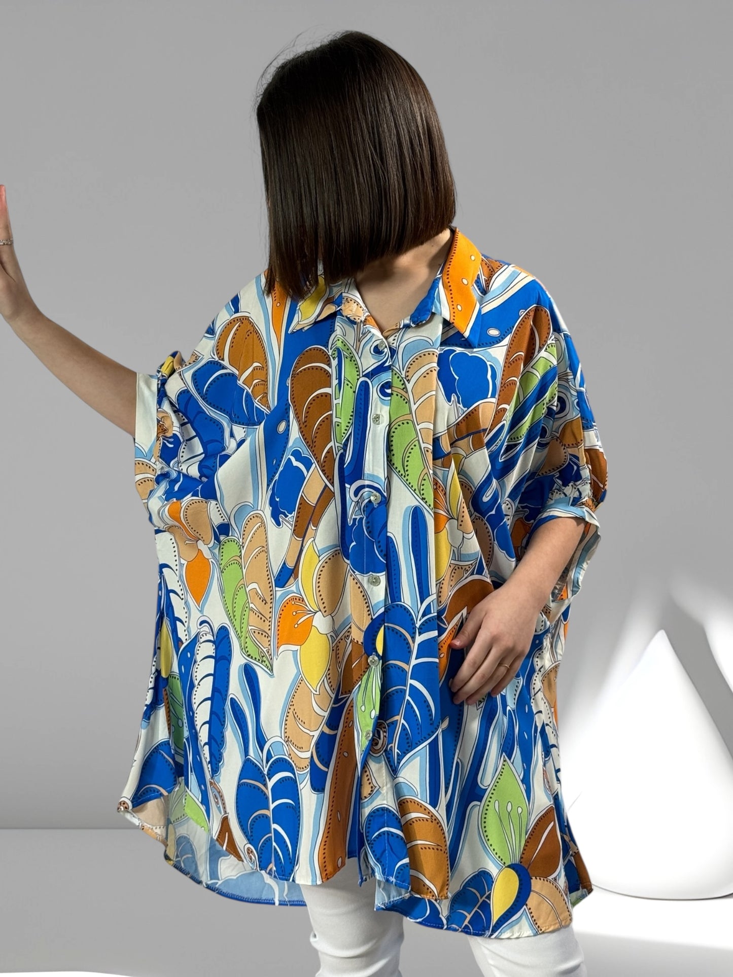ANELISE - TUNIQUE OVERSIZE MOTIF IMPERIAL JUSQU'A LA TAILLE 58