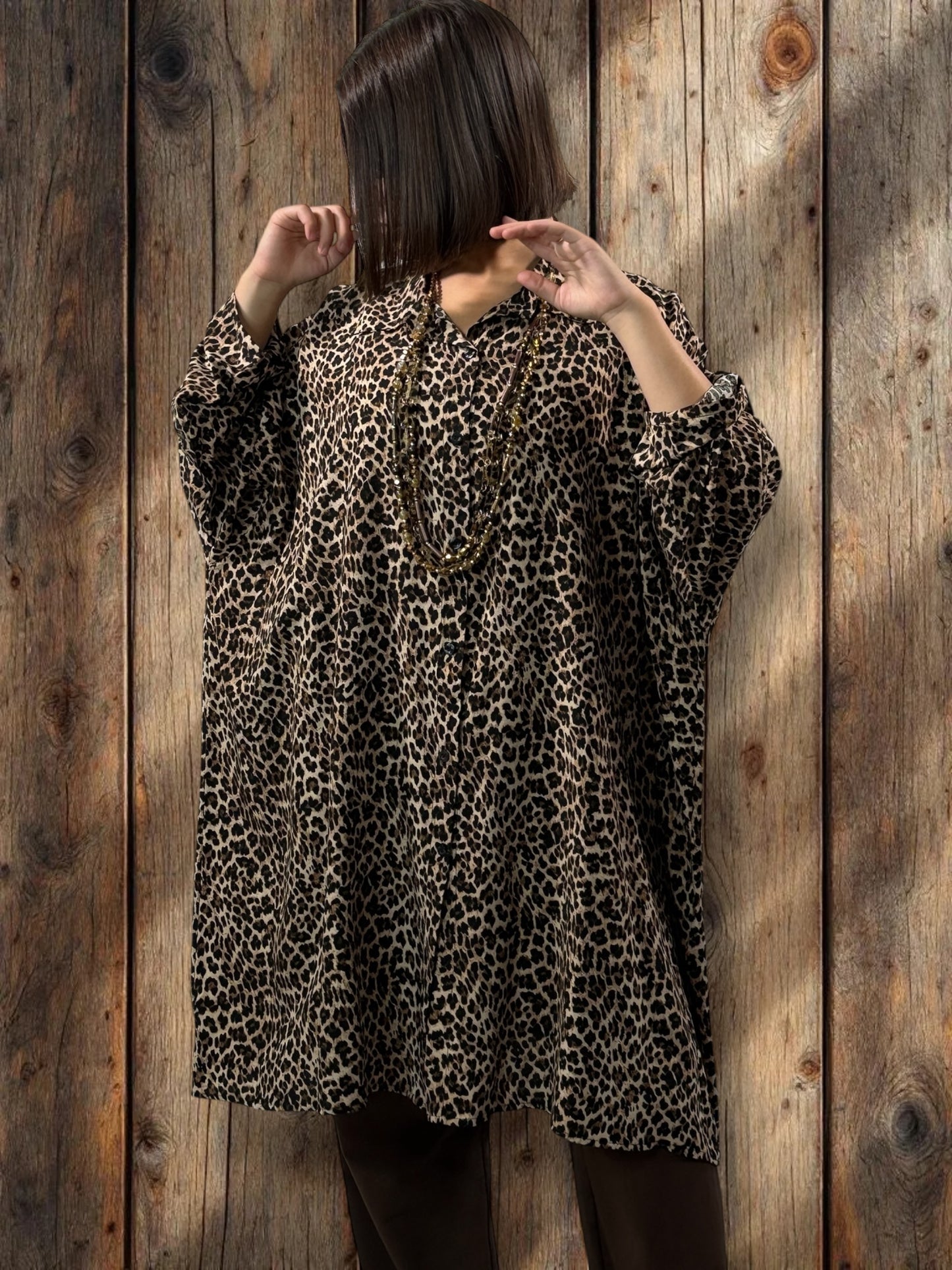 FELINE - CHEMISE OVERSIZE LEOPARD JUSQU'A LA TAILLE 58