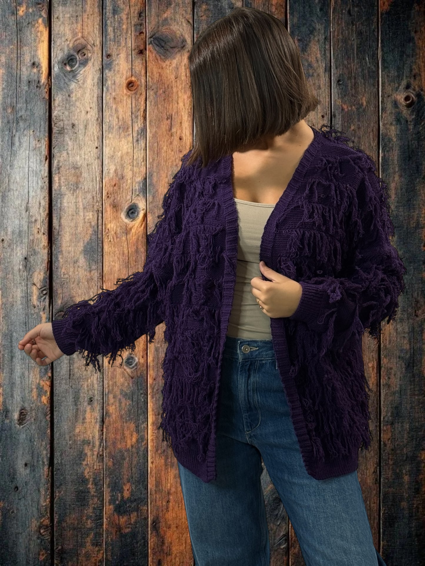 SANDY - GILET VIOLET JUSQU'A LA TAILLE 48