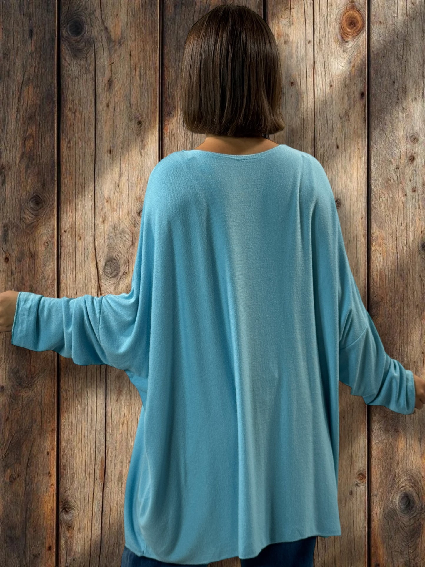 CAPRIO - PULL BLEU EN MAILLE FLUIDE JUSQU'A LA TAILLE 54