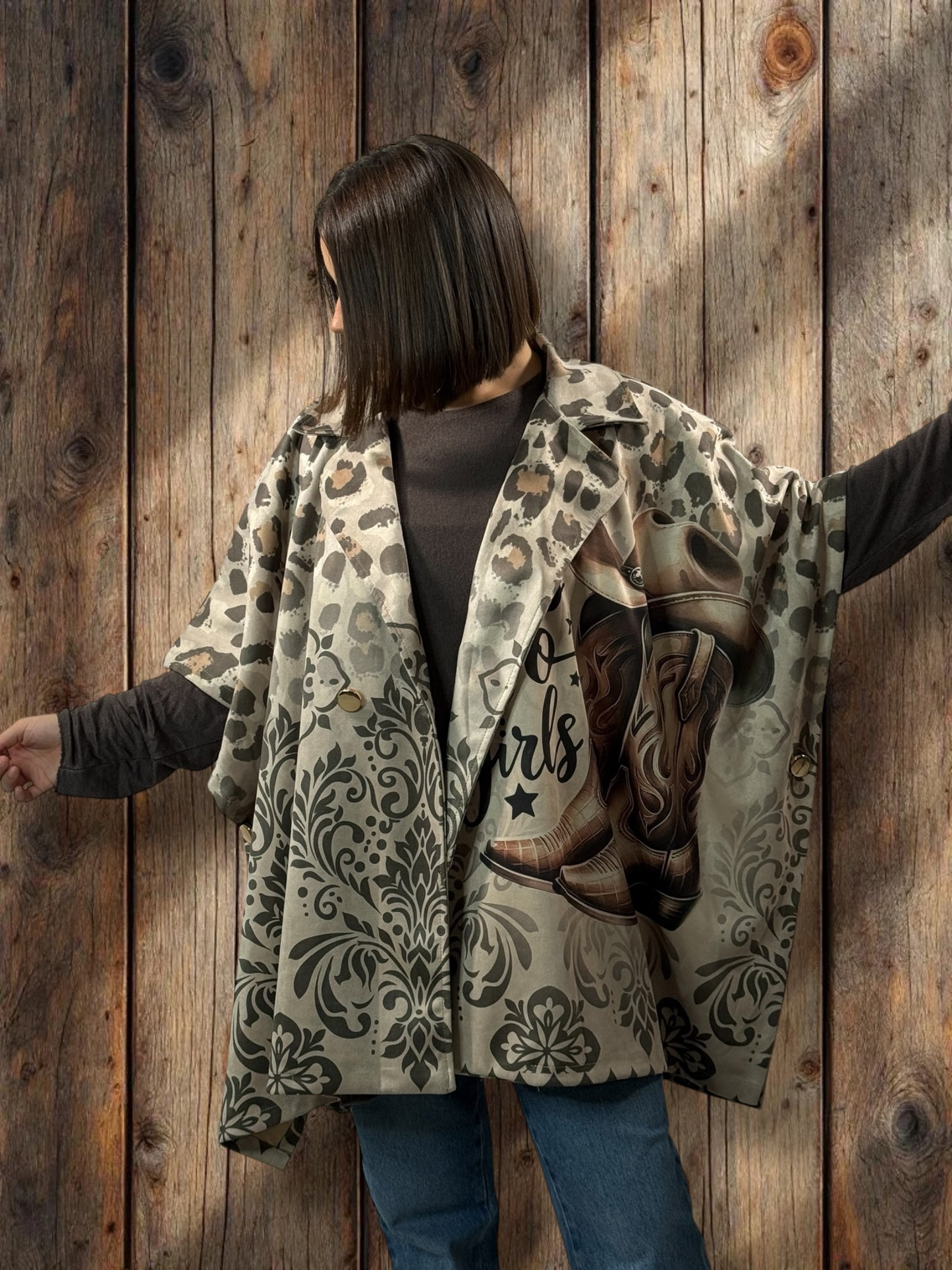 CEZANNE - VESTE CAPE EN SUEDINE JUSQU'A LA TAILLE 60