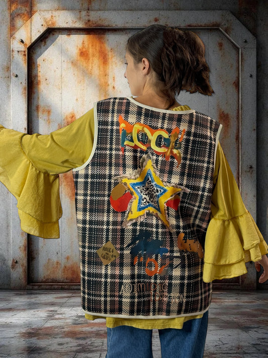 LORENZO - GILET SANS MANCHE A MOTIF JUSQU'A LA TAILLE 50/52