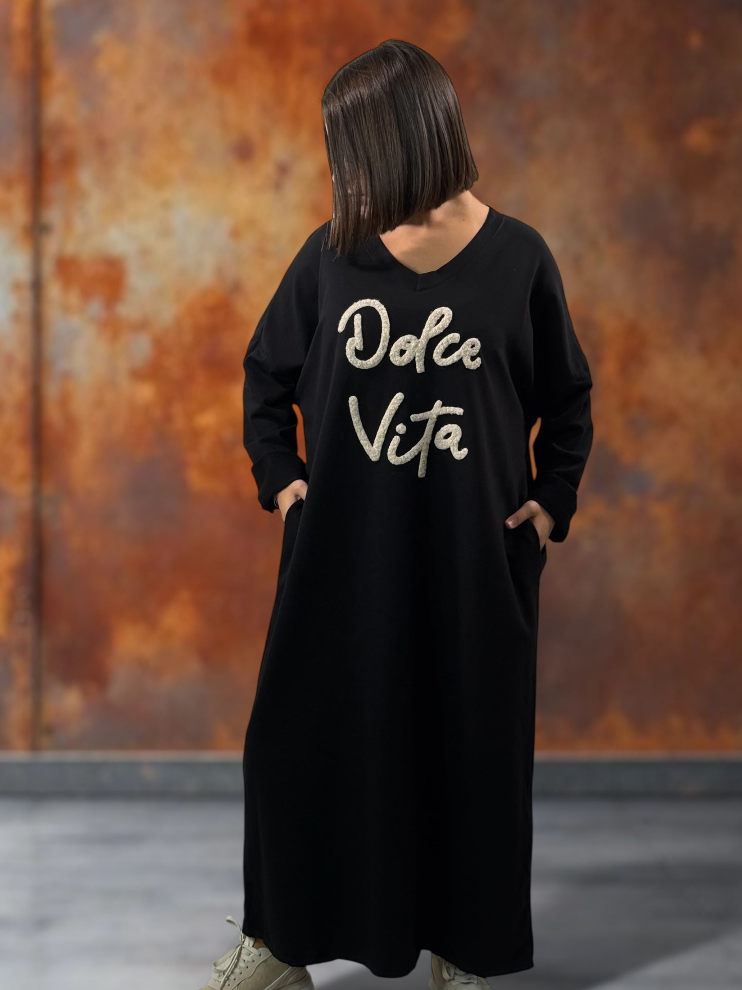 NINON - ROBE OVERSIZE NOIRE DOLCE VITA JUSQU'A LA TAILLE 54/56
