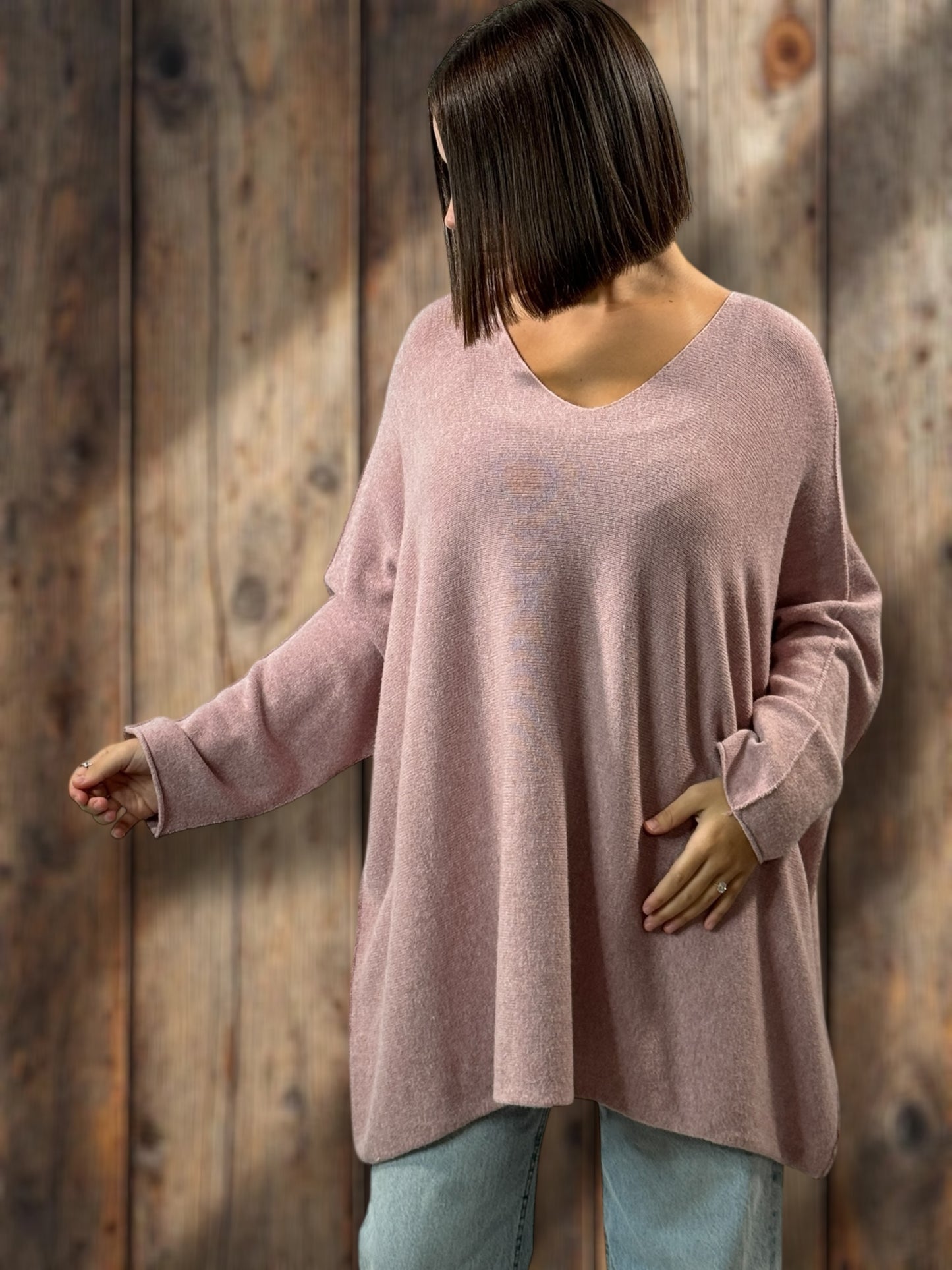 PALOMA - PULL OVERSIZE ROSE JUSQU'A LA TAILLE 56