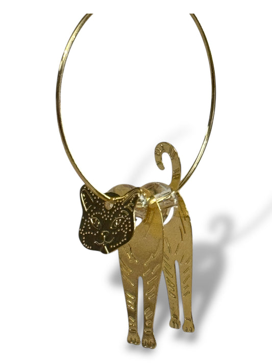 CHAT - BOUCLES D'OREILLES CREOLES AVEC PERLE