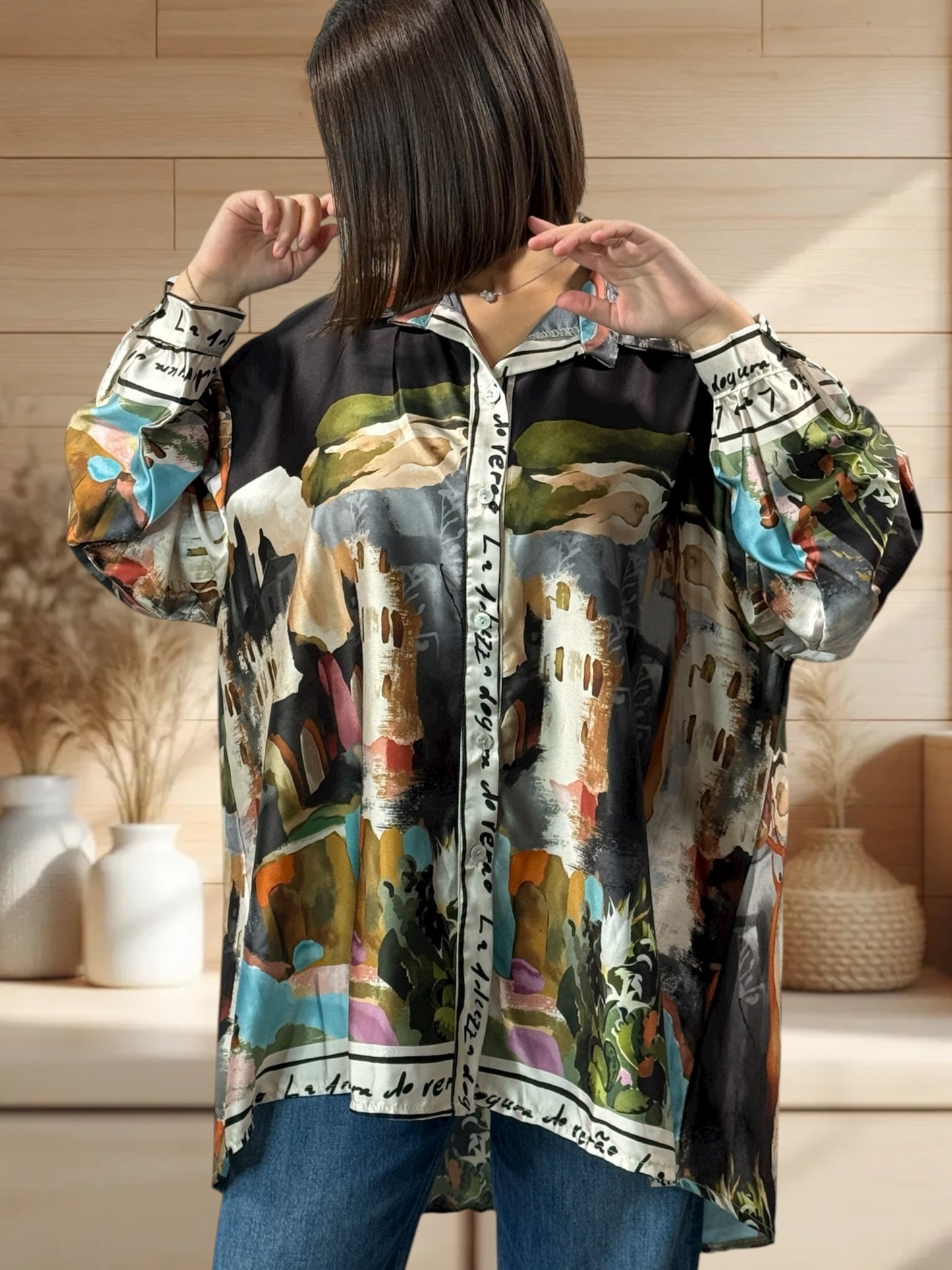 ARTISTE - CHEMISE OVERSIZE A MOTIF JUSQU'A LA TAILLE 52