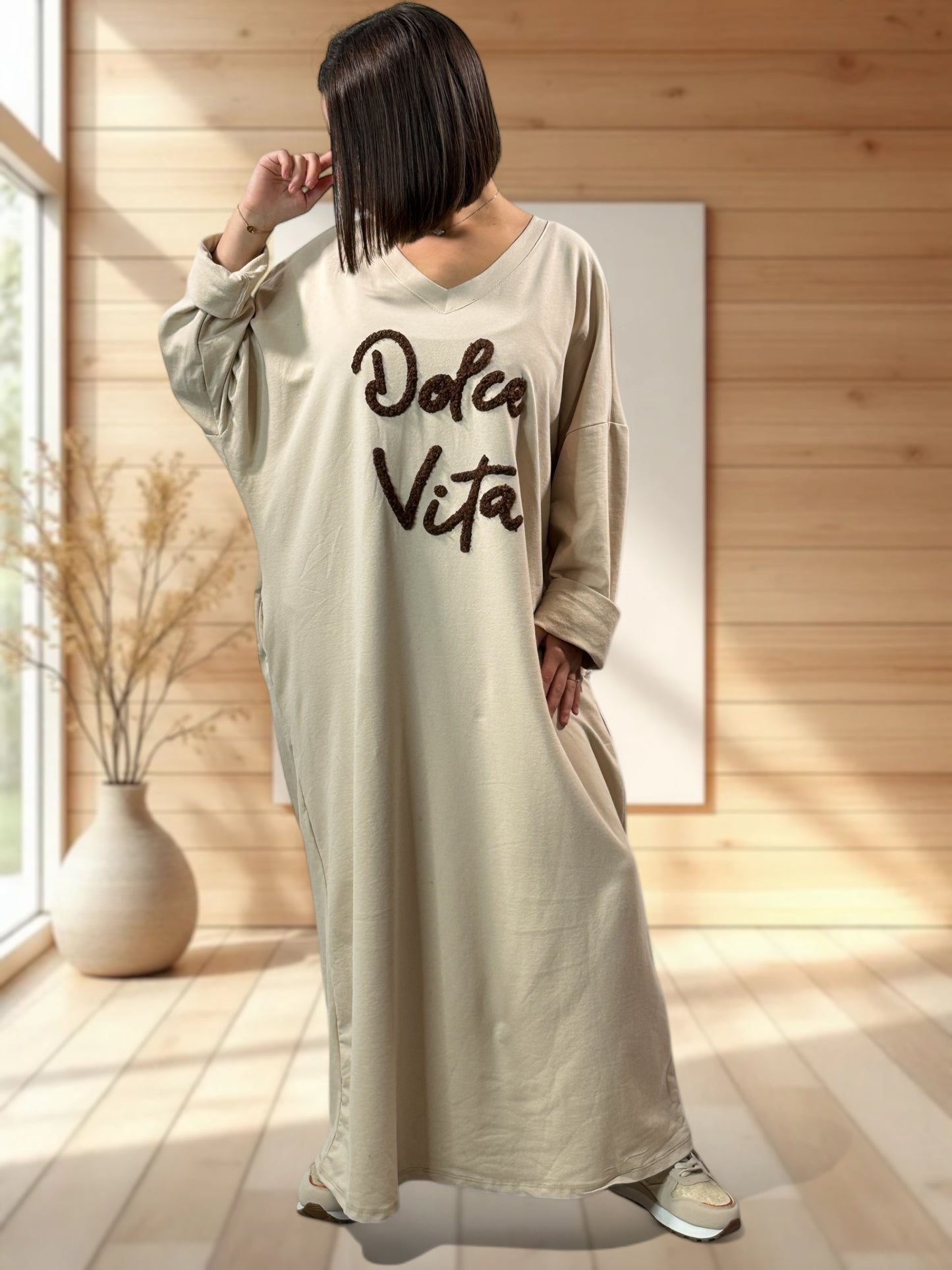NINON - ROBE OVERSIZE BEIGE DOLCE VITA JUSQU'A LA TAILLE 54/56