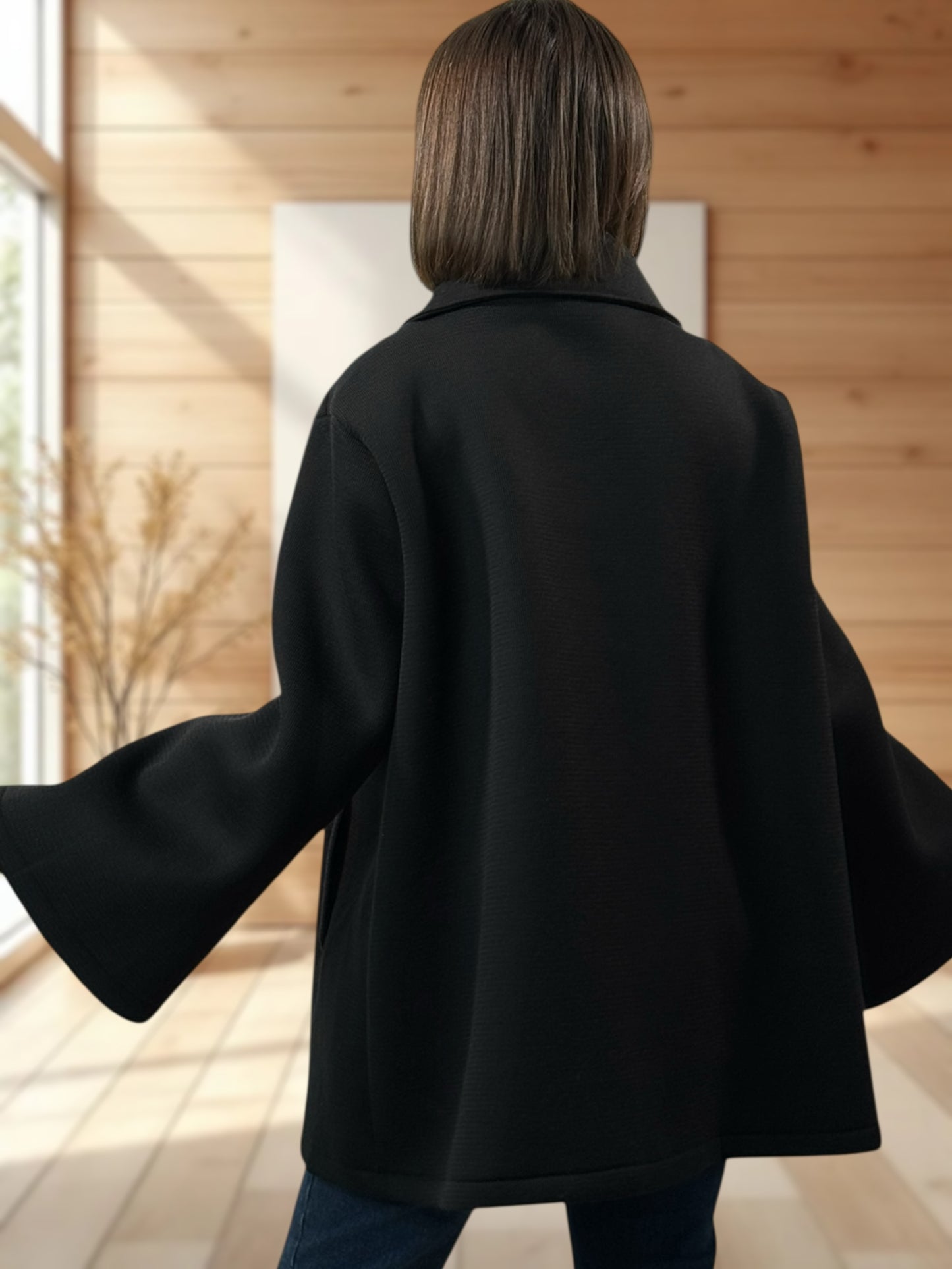 ROSALINA - VESTE OVERSIZE NOIR JUSQU'A LA TAILLE 52