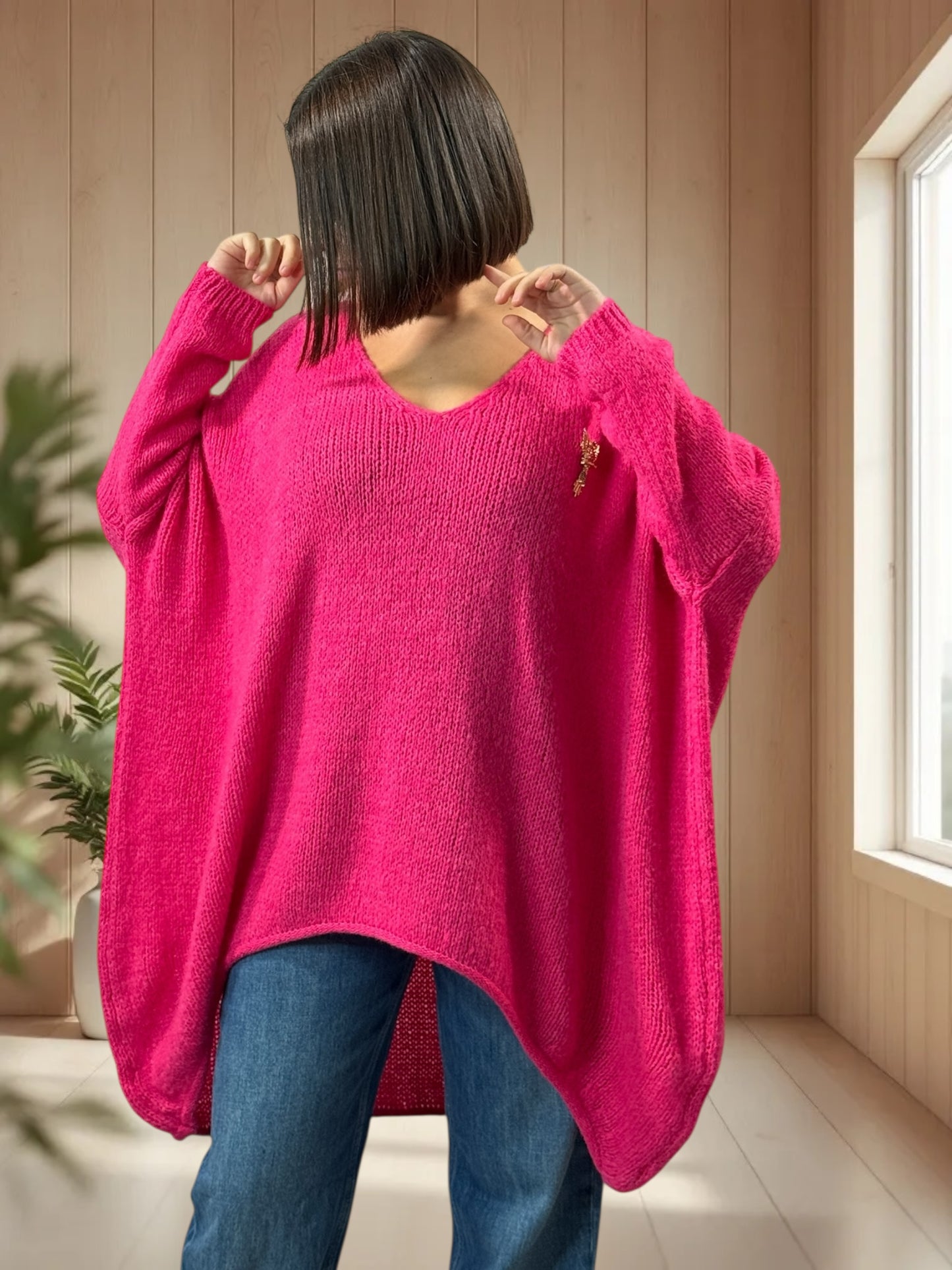 JULIA - PULL OVERSIZE FUCHSIA JUSQU'A LA TAILLE 56/58